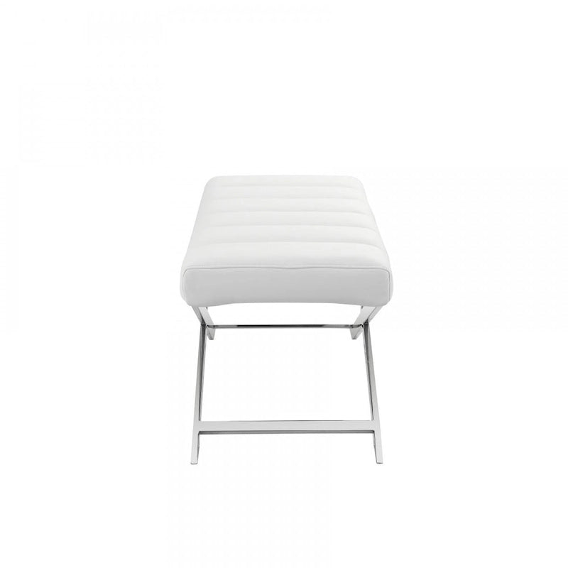 Banc en tissu mélangé polyester, rembourré, de couleur crème et marron clair - 55