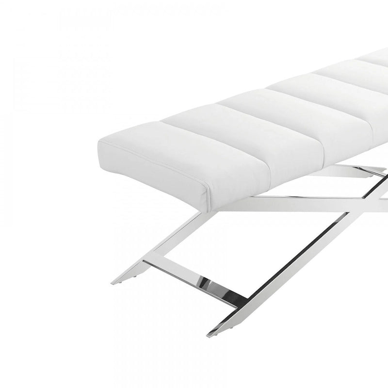 Banc en tissu mélangé polyester, rembourré, de couleur crème et marron clair - 55