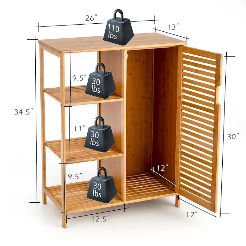 Meuble de salle de bain en bambou avec porte simple - Voir détails