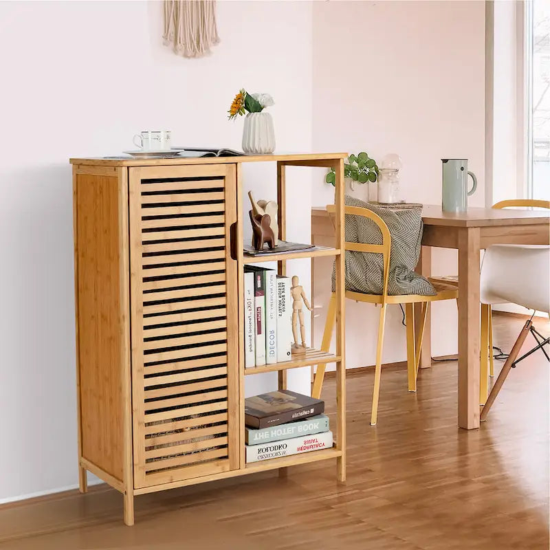 Meuble de salle de bain en bambou avec porte simple - Voir détails