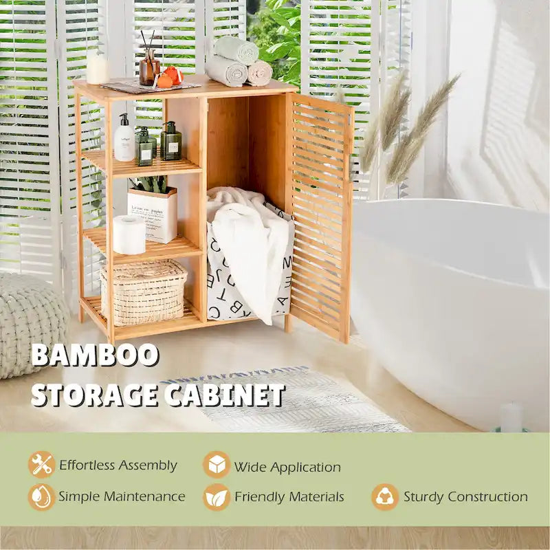 Meuble de salle de bain en bambou avec porte simple - Voir détails
