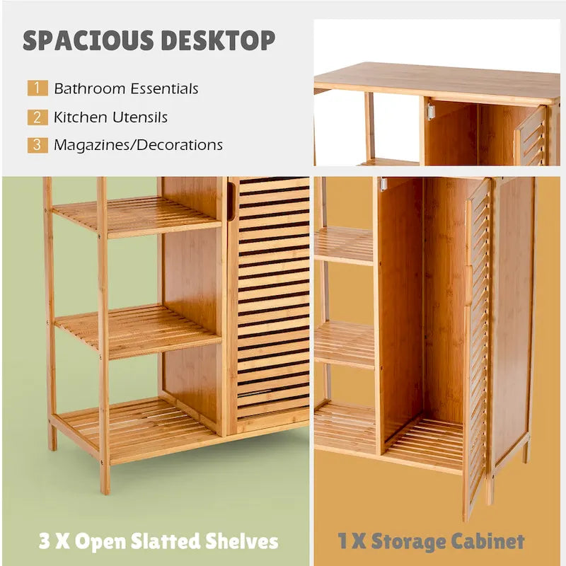 Meuble de salle de bain en bambou avec porte simple - Voir détails
