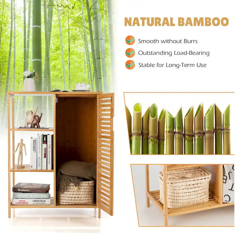 Meuble de salle de bain en bambou avec porte simple - Voir détails