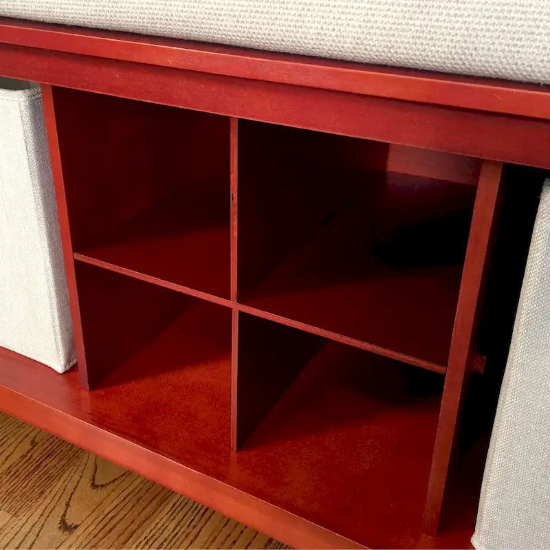 Banc d'entrée en bois massif avec 4 compartiments à chaussures Acajou