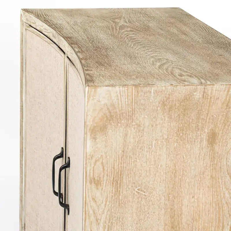 Meuble d'appoint en placage de sapin naturel et tissu avec cadre graphite et 2 portes