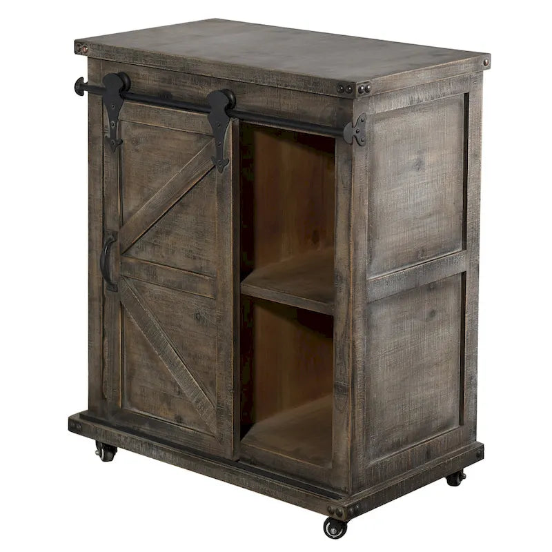 Cabinet d'appoint 3 tiroirs et porte gris bois flotté