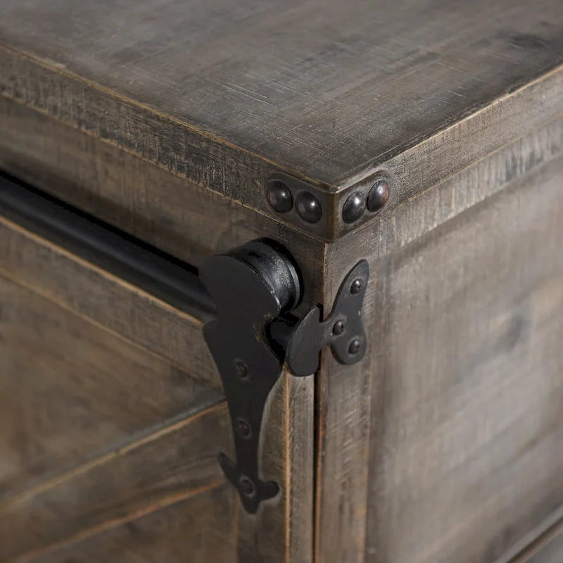 Cabinet d'appoint 3 tiroirs et porte gris bois flotté