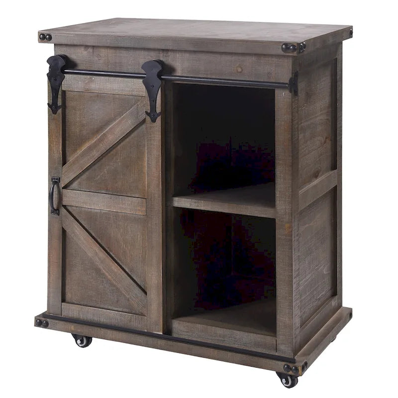 Cabinet d'appoint 3 tiroirs et porte gris bois flotté