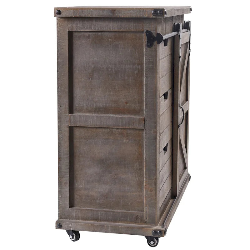 Cabinet d'appoint 3 tiroirs et porte gris bois flotté
