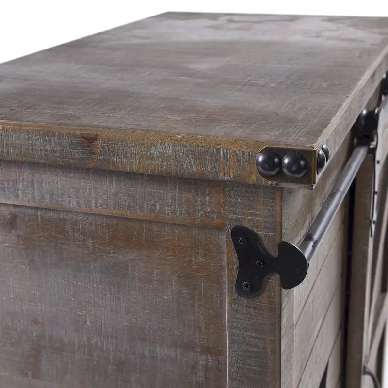 Cabinet d'appoint 3 tiroirs et porte gris bois flotté