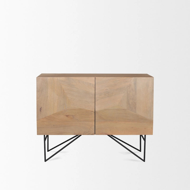 Meuble d'appoint en bois clair à 2 portes et 2 étagères - 44,0L x 17,5l x 30,0H