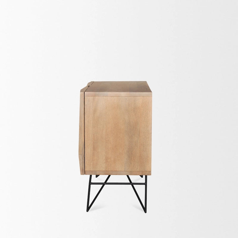 Meuble d'appoint en bois clair à 2 portes et 2 étagères - 44,0L x 17,5l x 30,0H