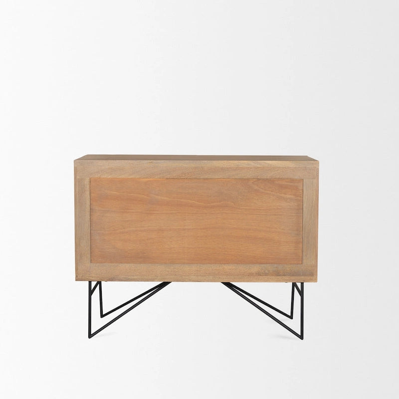 Meuble d'appoint en bois clair à 2 portes et 2 étagères - 44,0L x 17,5l x 30,0H