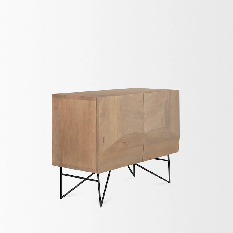 Meuble d'appoint en bois clair à 2 portes et 2 étagères - 44,0L x 17,5l x 30,0H