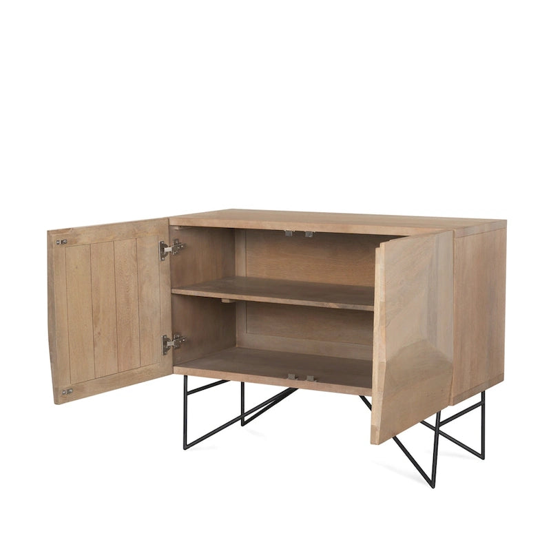 Meuble d'appoint en bois clair à 2 portes et 2 étagères - 44,0L x 17,5l x 30,0H