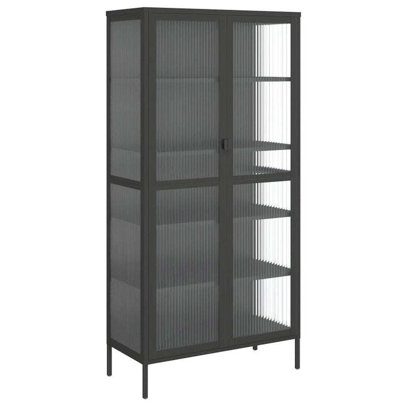 Buffet haut Noir 33,5x15,7x70,9 cm Verre et acier