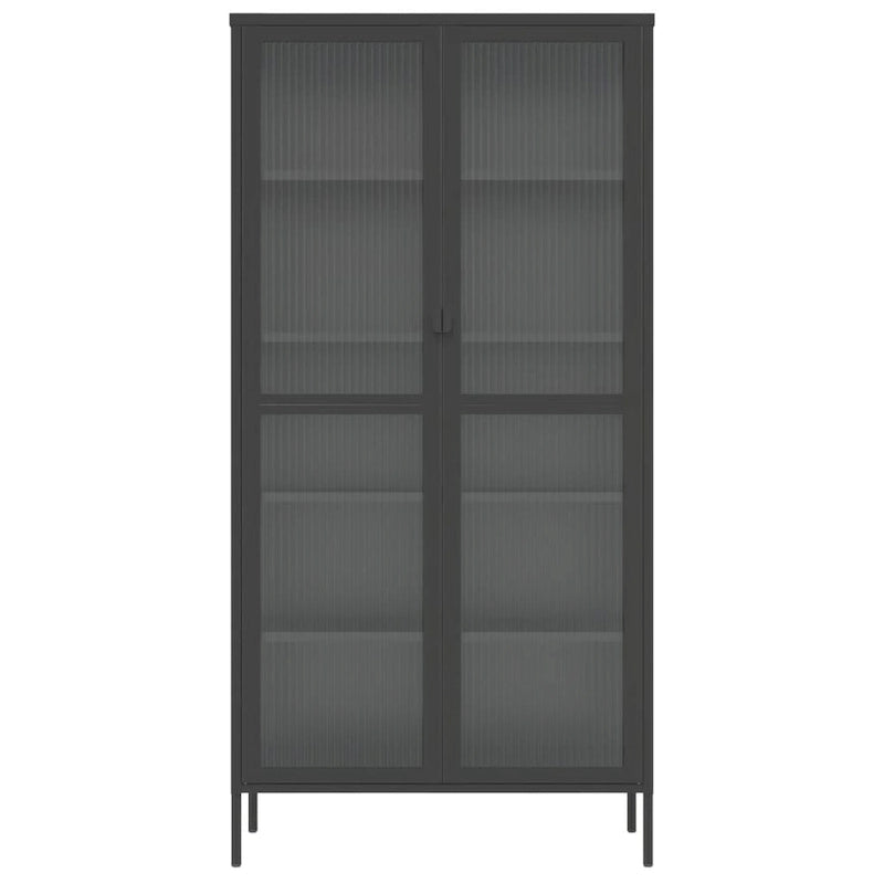 Buffet haut Noir 33,5x15,7x70,9 cm Verre et acier