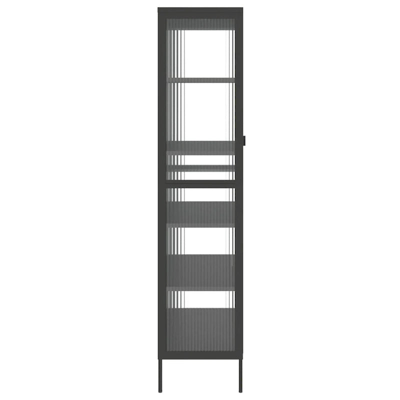 Buffet haut Noir 33,5x15,7x70,9 cm Verre et acier