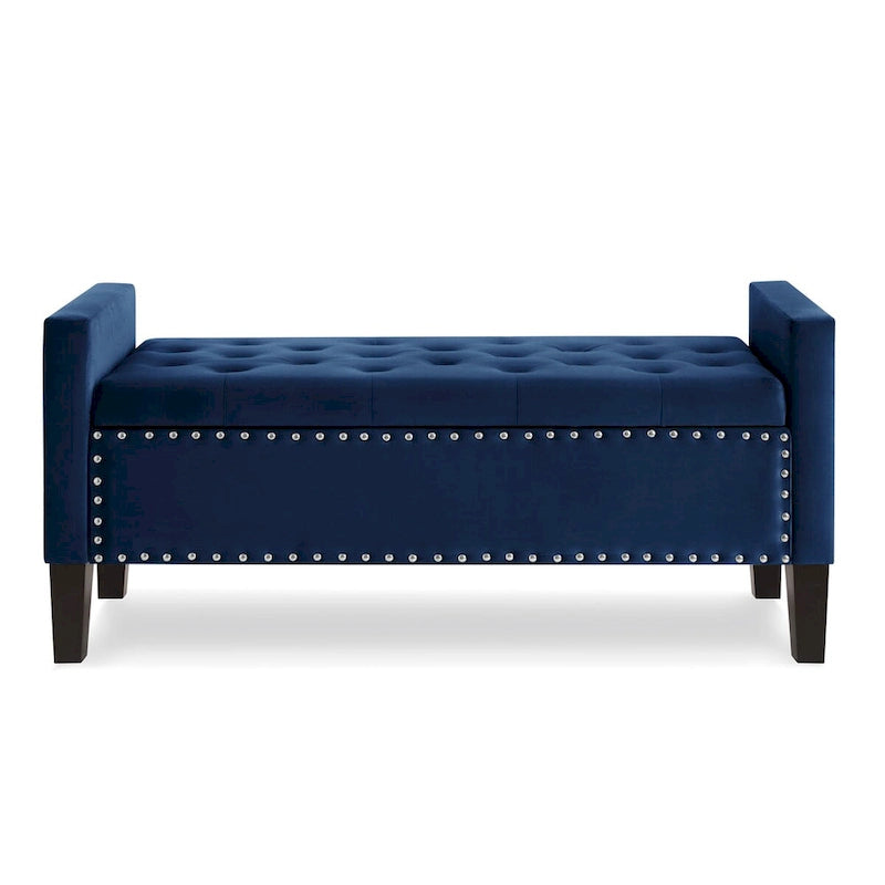 Banc de rangement capitonné avec rangement, Banc de rangement rembourré avec clous décoratifs, Tabouret de bout de lit