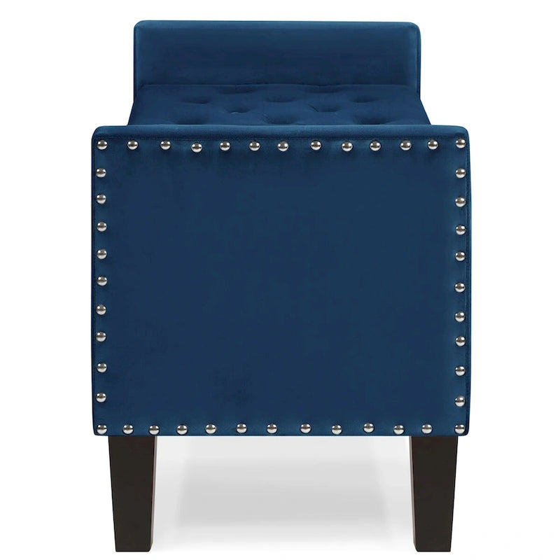 Banc de rangement capitonné avec rangement, Banc de rangement rembourré avec clous décoratifs, Tabouret de bout de lit