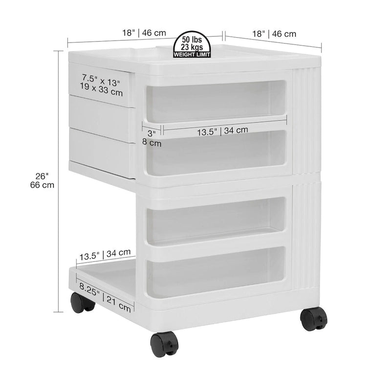 Organisateur de rangement mobile rotatif 4 faces – 18 L x 18 P x 26 H