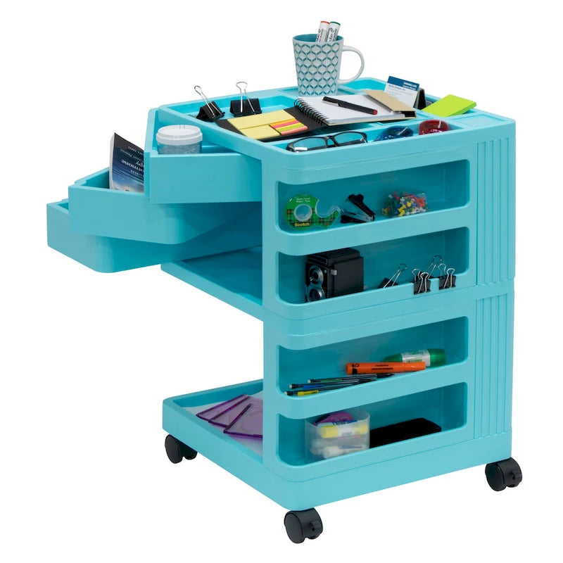 Organisateur de rangement mobile rotatif 4 faces – 18 L x 18 P x 26 H
