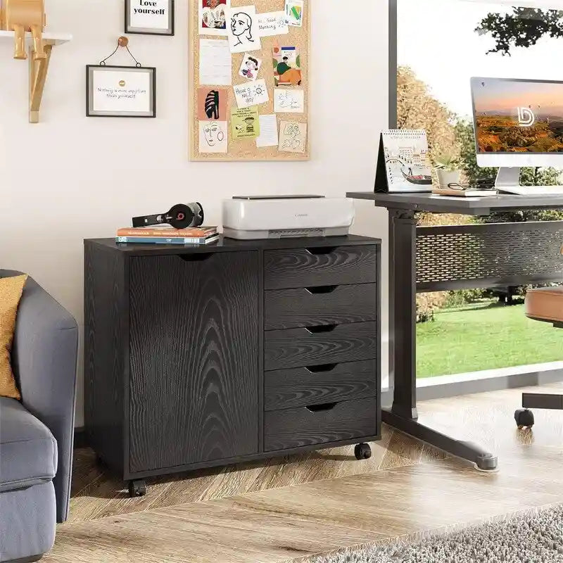 Commode en bois à 5 tiroirs - 15.8P x 30.8L x 25.5H