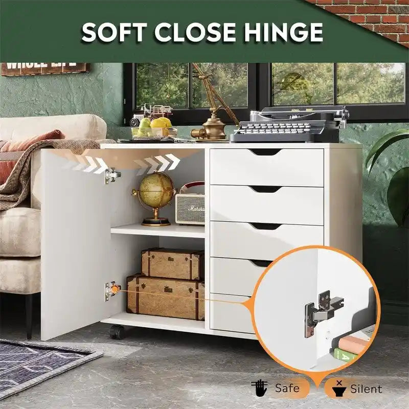 Commode en bois à 5 tiroirs - 15.8P x 30.8L x 25.5H