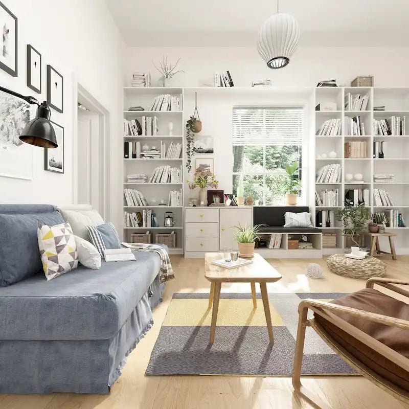Banc à chaussures blanc avec coussin noir et tiroirs de rangement réglables