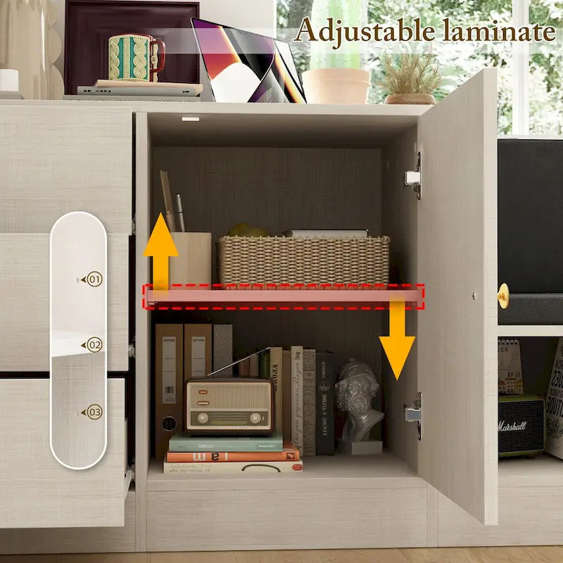 Banc à chaussures blanc avec coussin noir et tiroirs de rangement réglables