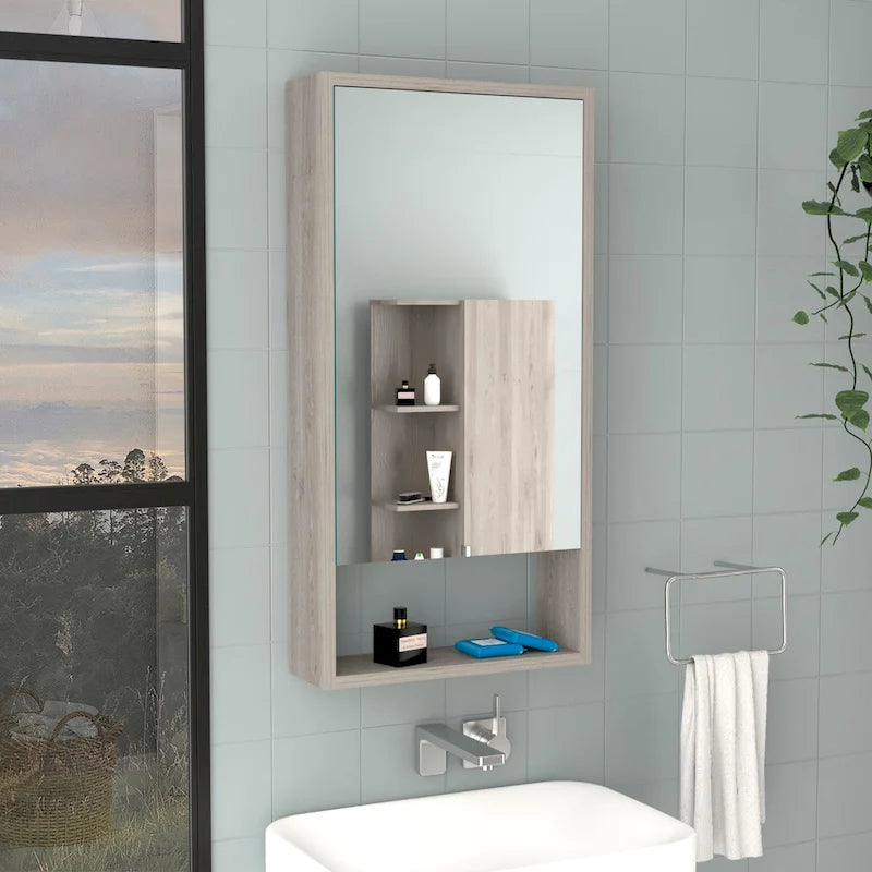 Armoire à pharmacie, une étagère extérieure, finition blanche, de haute qualité et durable