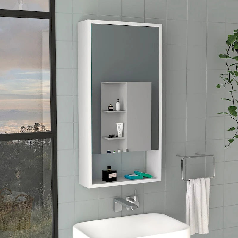 Armoire à pharmacie, une étagère extérieure, finition blanche, de haute qualité et durable