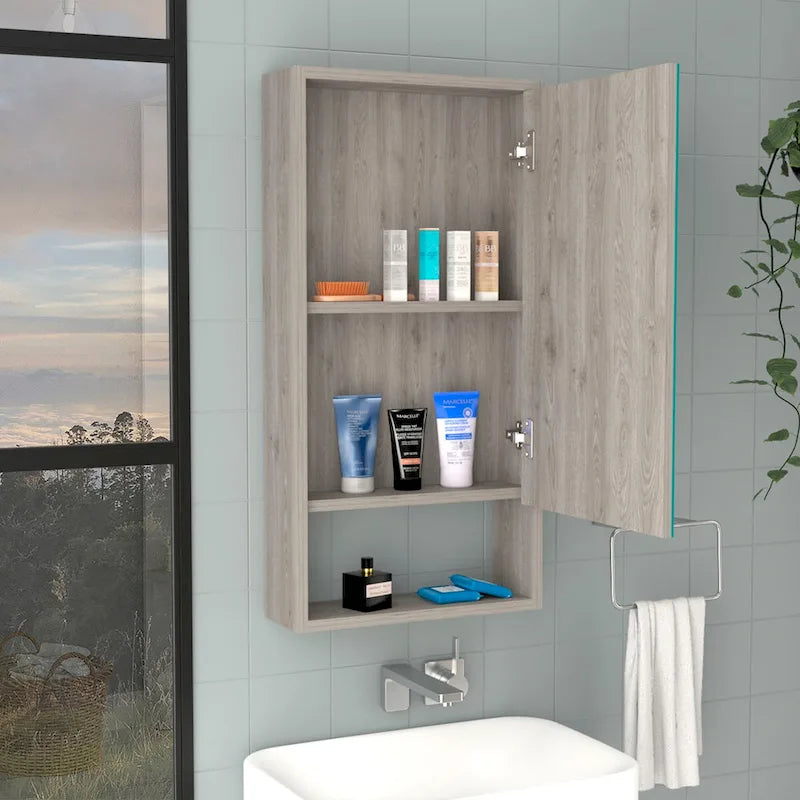 Armoire à pharmacie, une étagère extérieure, finition blanche, de haute qualité et durable