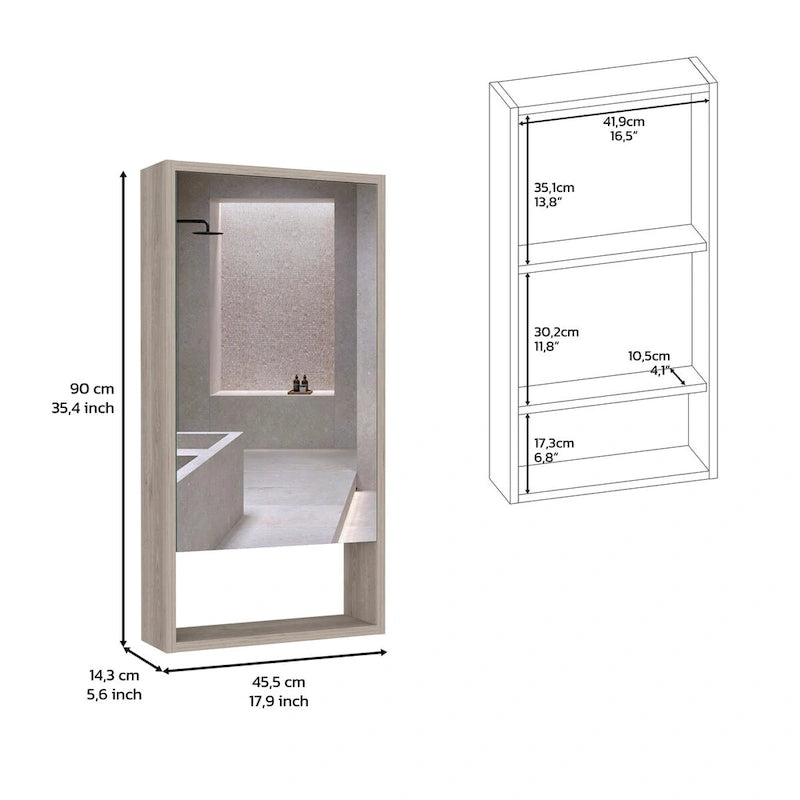 Armoire à pharmacie, une étagère extérieure, finition blanche, de haute qualité et durable