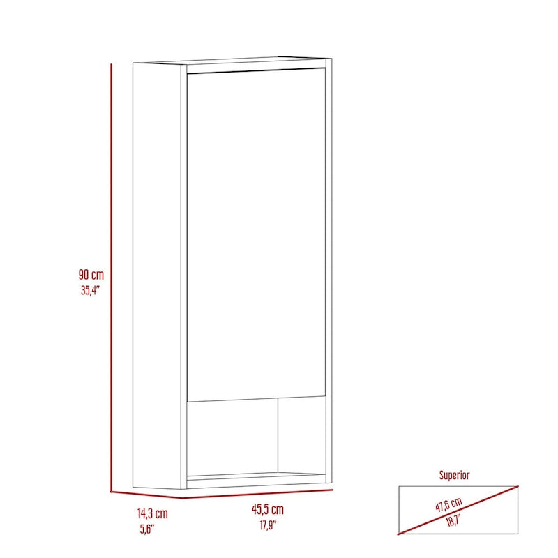 Armoire à pharmacie, une étagère extérieure, finition blanche, de haute qualité et durable
