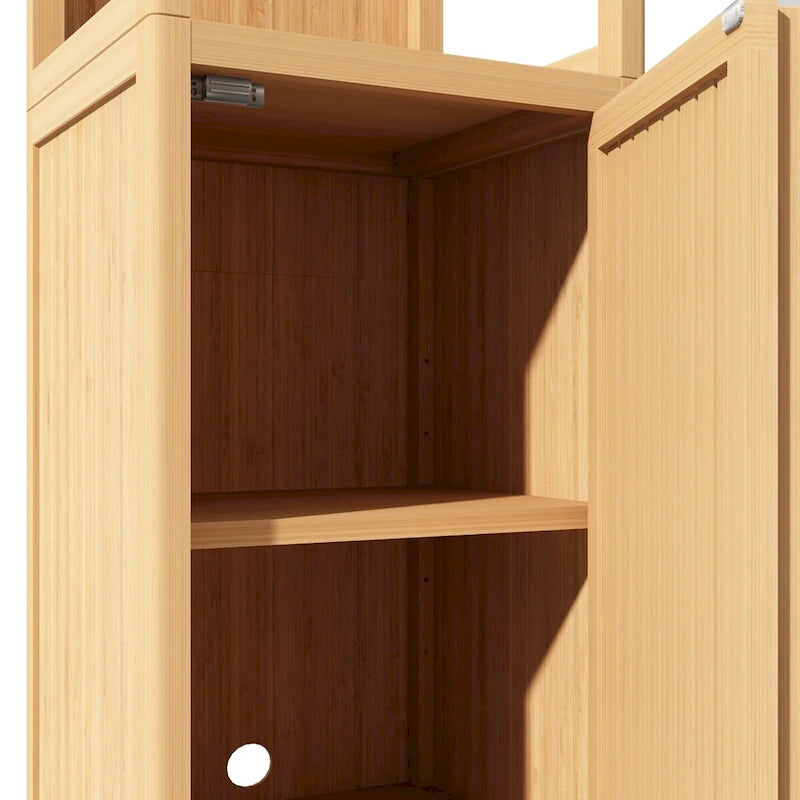 Meuble de rangement haut de salle de bain en bambou naturel