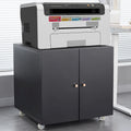 Meuble de bureau Armoire de photocopieur noire 2 portes meuble de photocopieur en acier support d'imprimante à tiroirs mobile