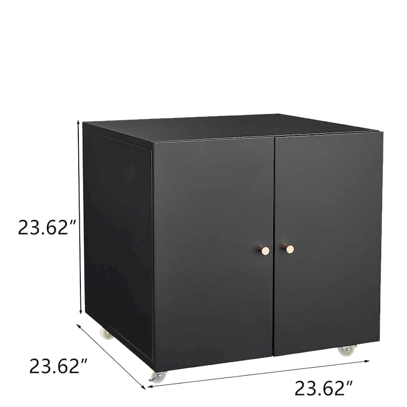 Meuble de bureau Armoire de photocopieur noire 2 portes meuble de photocopieur en acier support d'imprimante à tiroirs mobile