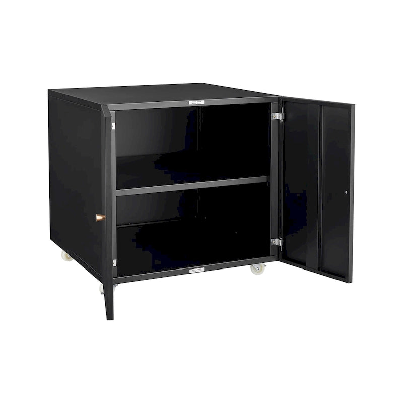 Meuble de bureau Armoire de photocopieur noire 2 portes meuble de photocopieur en acier support d'imprimante à tiroirs mobile