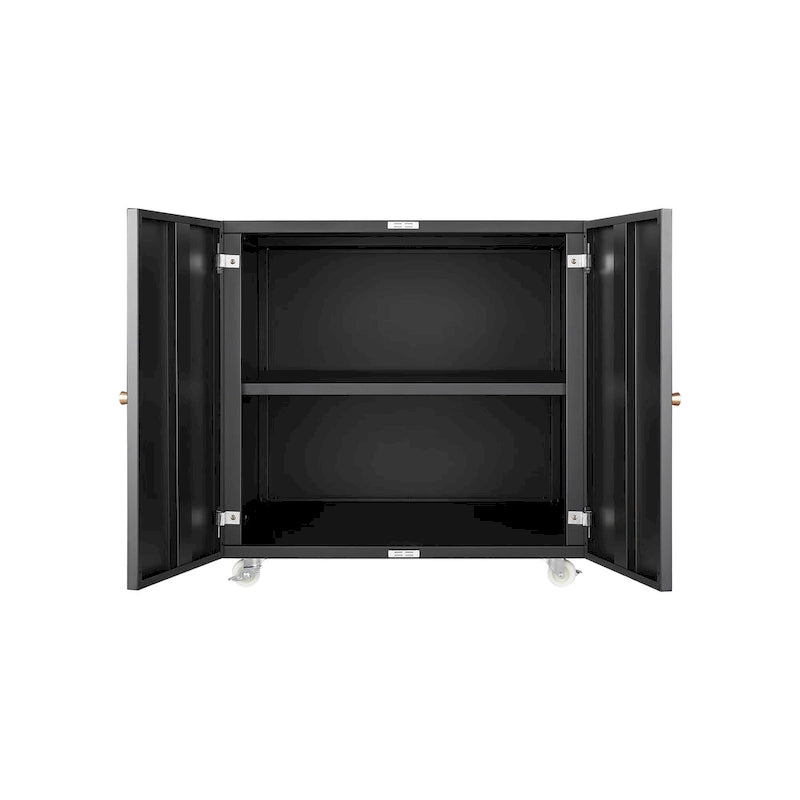 Meuble de bureau Armoire de photocopieur noire 2 portes meuble de photocopieur en acier support d'imprimante à tiroirs mobile