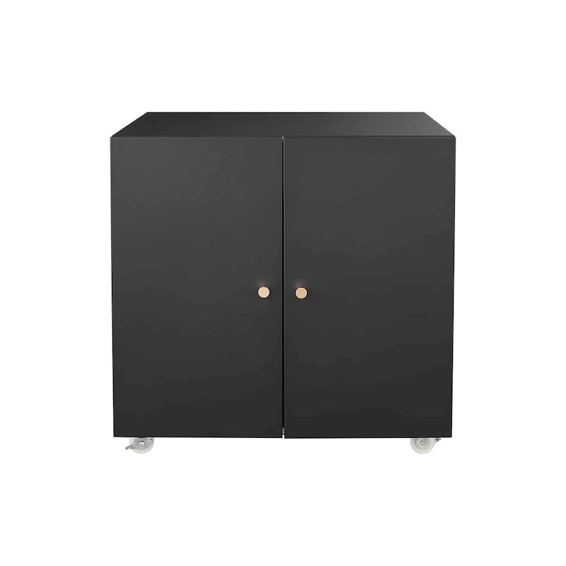 Meuble de bureau Armoire de photocopieur noire 2 portes meuble de photocopieur en acier support d'imprimante à tiroirs mobile