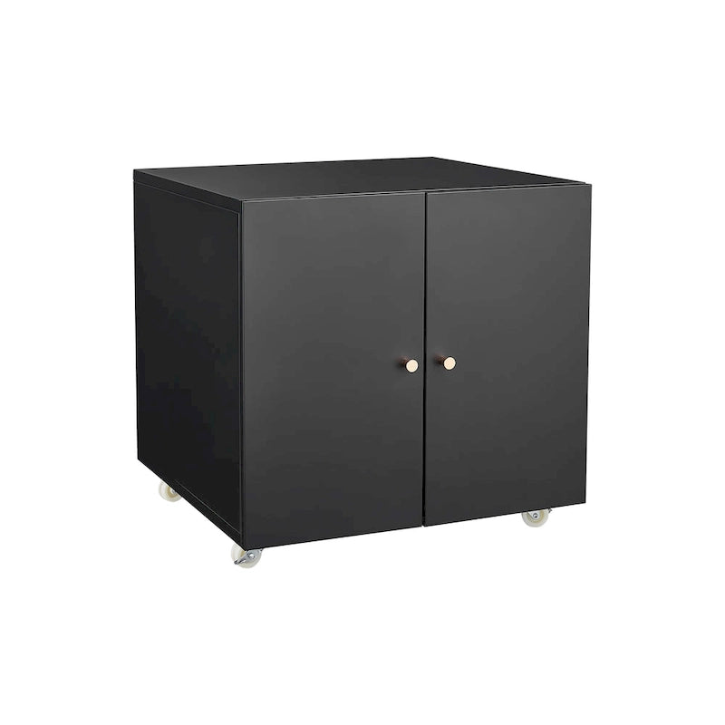 Meuble de bureau Armoire de photocopieur noire 2 portes meuble de photocopieur en acier support d'imprimante à tiroirs mobile
