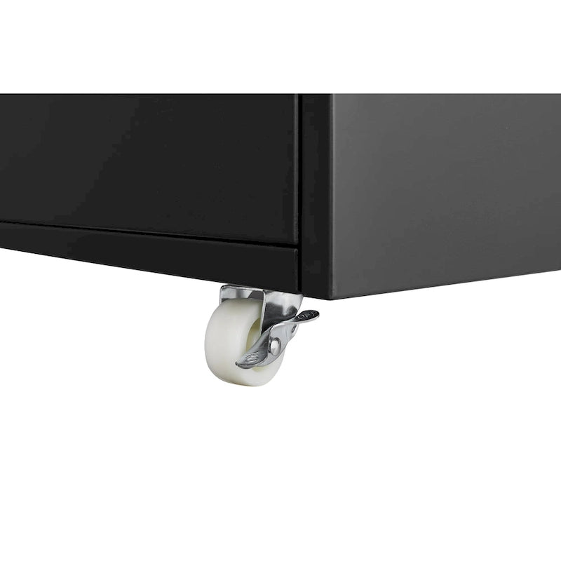 Meuble de bureau Armoire de photocopieur noire 2 portes meuble de photocopieur en acier support d'imprimante à tiroirs mobile