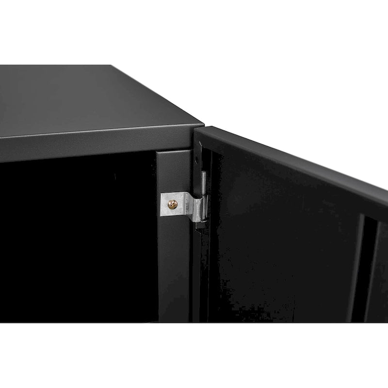 Meuble de bureau Armoire de photocopieur noire 2 portes meuble de photocopieur en acier support d'imprimante à tiroirs mobile