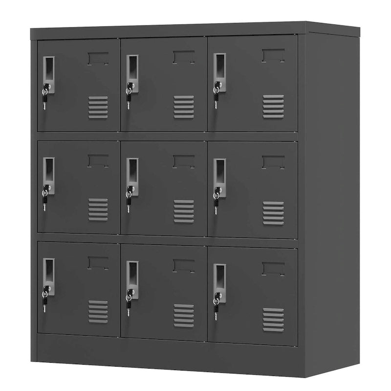 Casier de rangement à 9 portes pour employés, casiers métalliques pour bureau, salle de sport, école et maison avec fente pour carte (noir)