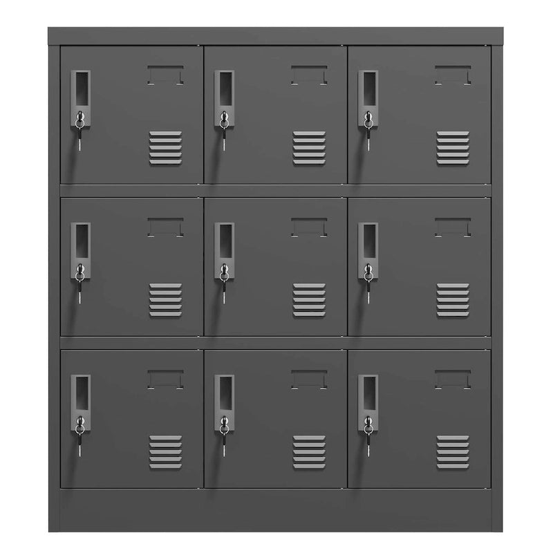 Casier de rangement à 9 portes pour employés, casiers métalliques pour bureau, salle de sport, école et maison avec fente pour carte (noir)